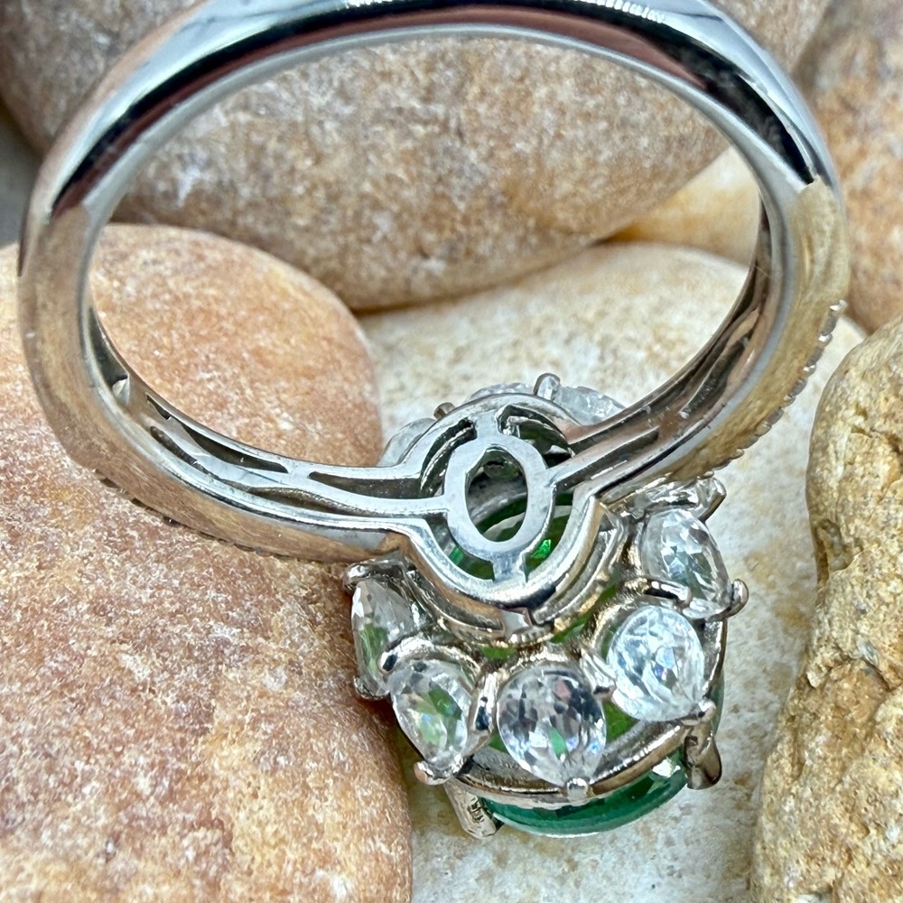Peacock Quartz Triplet 7.90ctw Platinum Over 925 Sz 7 Ring - Picture 7 of 17